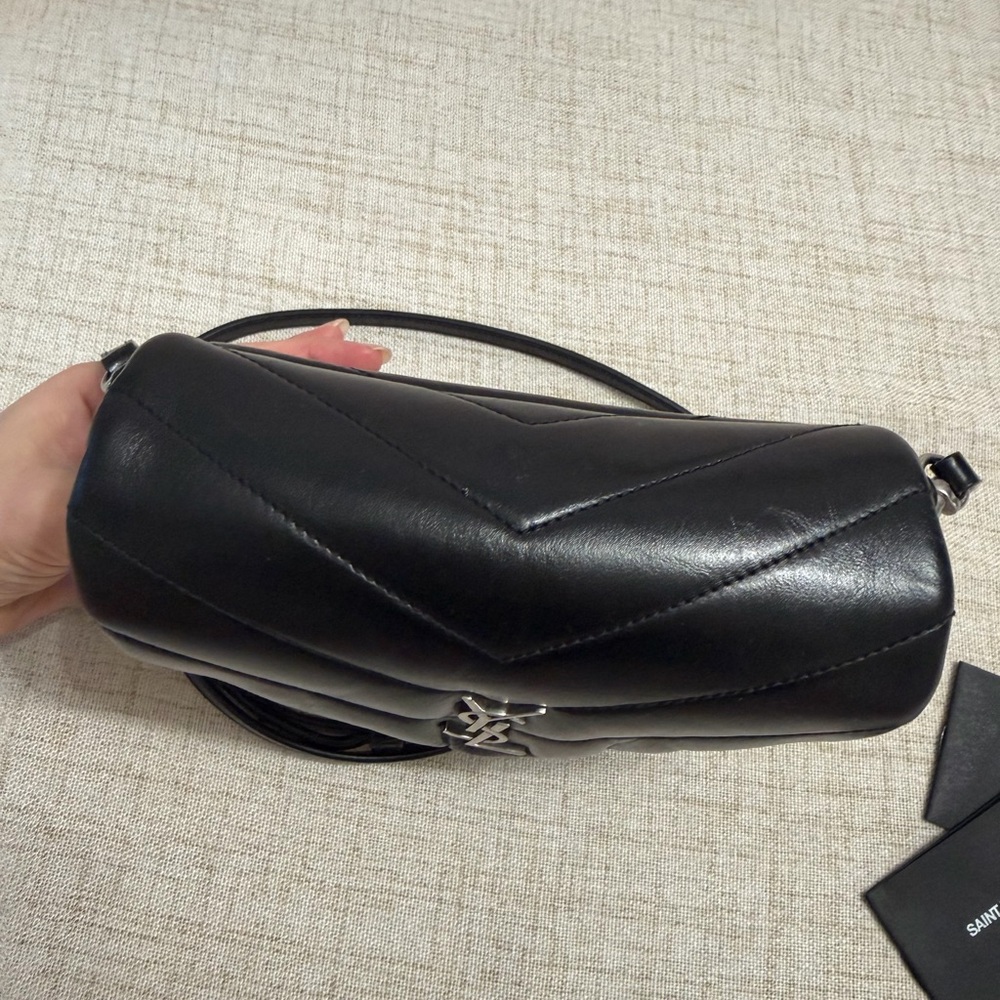 SAINT LAURENT Toy Loulou Calfskin Y Quilted Monogram Crossbody Bag - Picture 15 of 16